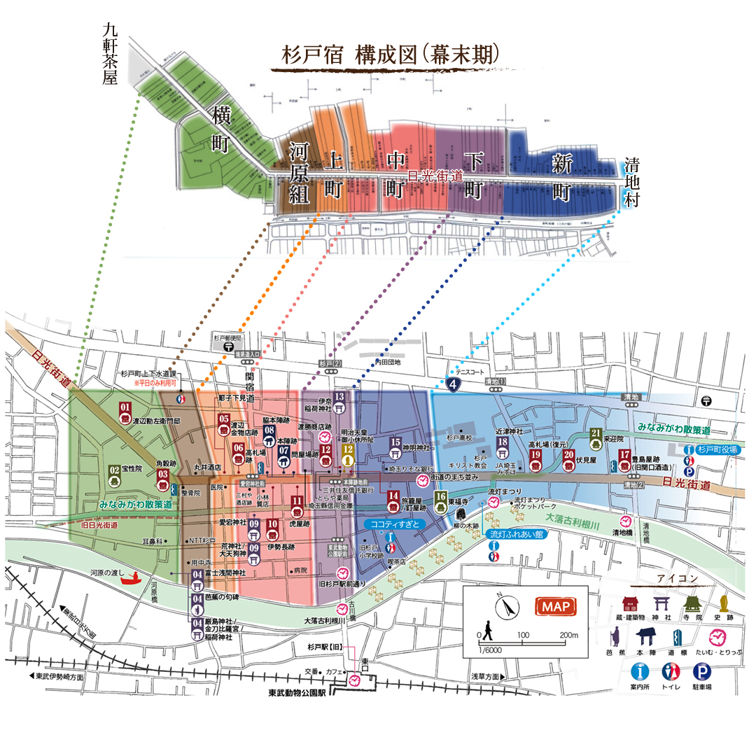 杉戸宿の宿場構成図の画像