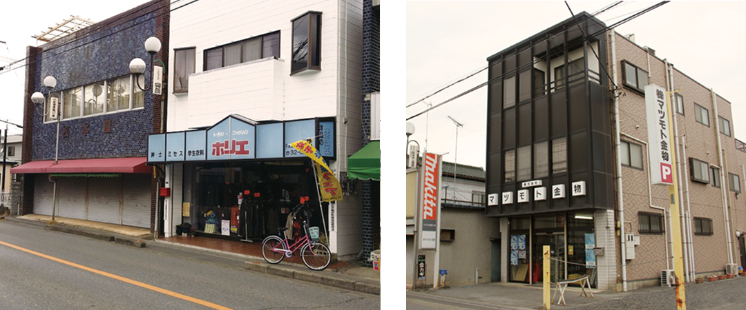 西側の脇本陣に当たる酒屋伝右衛門邸跡　東側の蔦屋吉兵衛邸跡の現代の様子