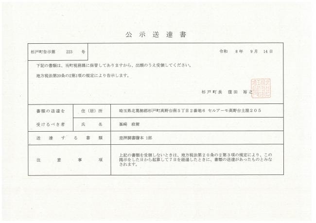 差押調書謄本
